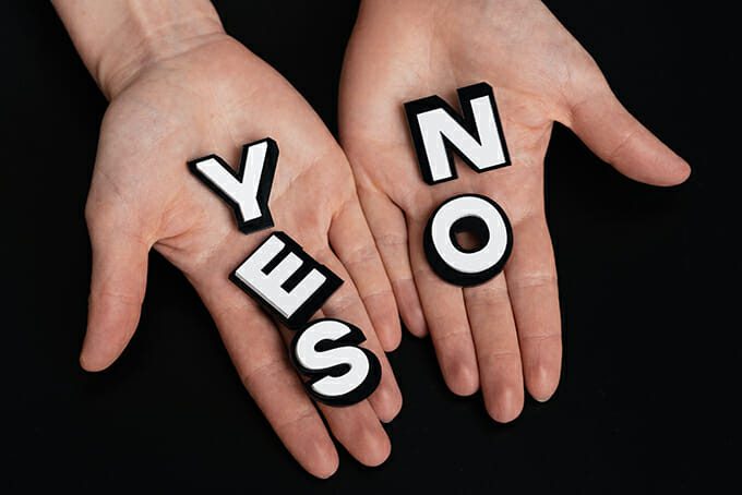 yes or no tiles on hands
