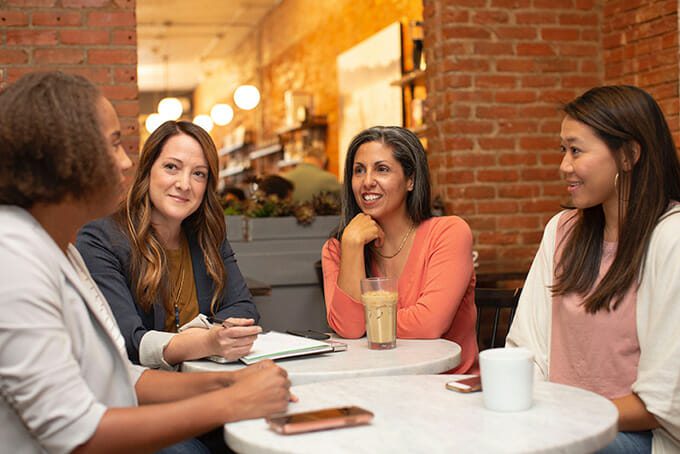 women in the cannabis industry networking at a coffee shop